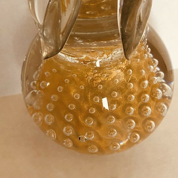 Pear Paperweight Signed By Fm Konstglas, Ronneby  Sweden, Style B-633 Gold Vintg - Picture 5 of 11